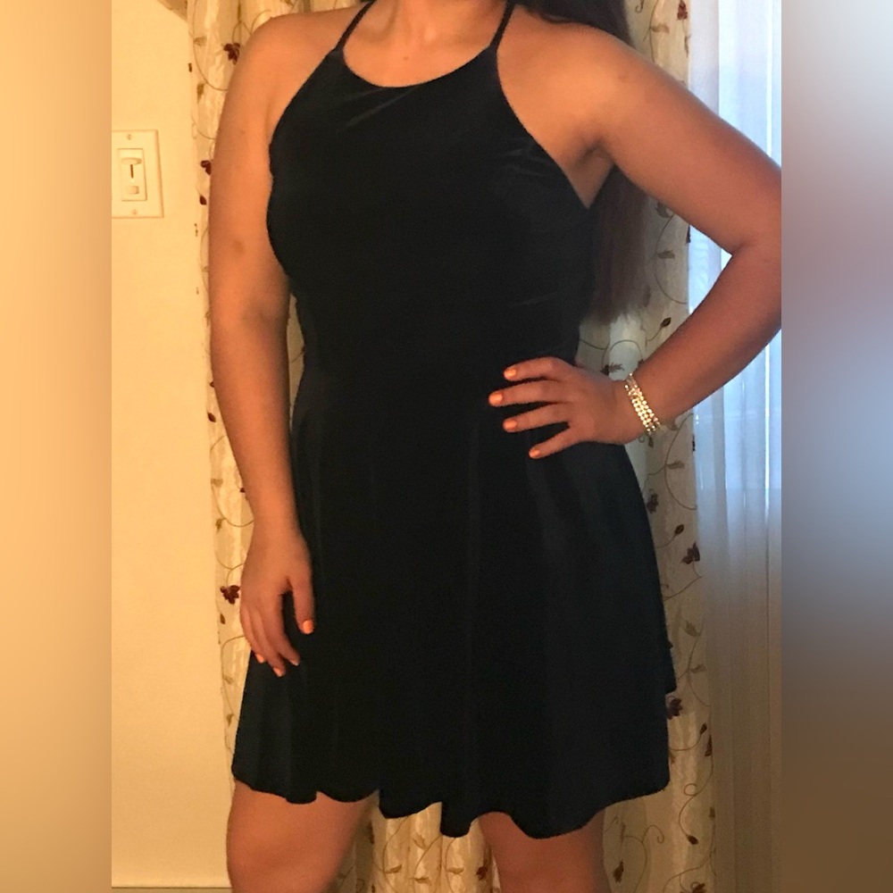 Blue velvet dress